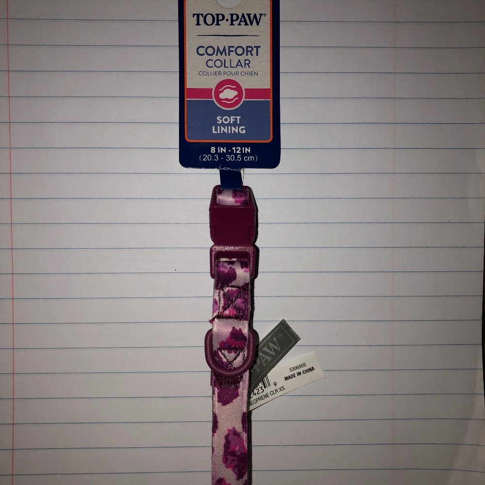 Pink Leopard Print Dog Collar Top Paw Brand XSmall New With Tags